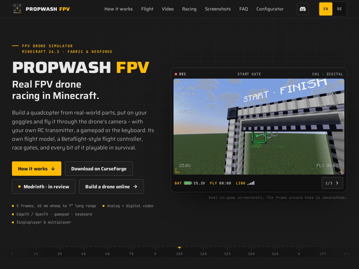 Landing-page snapshot of propwashfpv.com