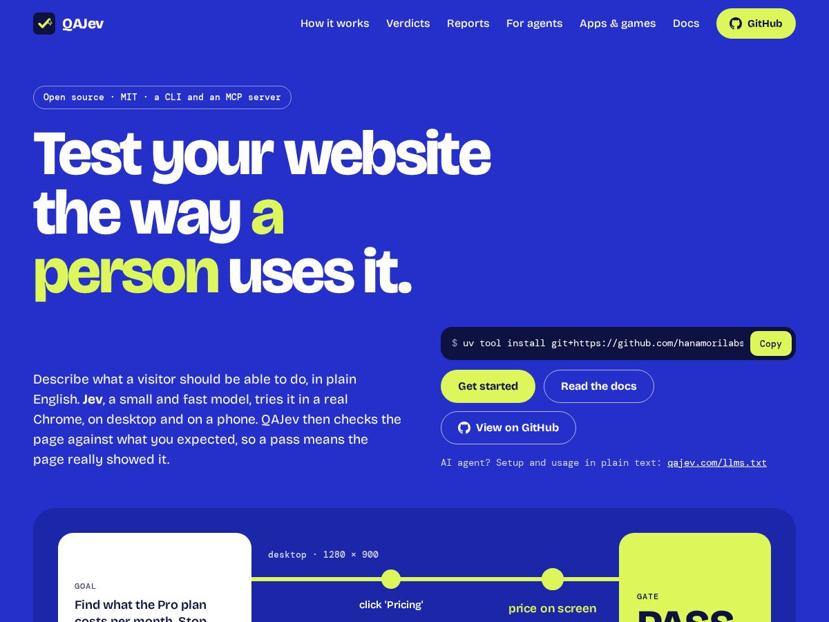 Landing-page snapshot of qajev.com