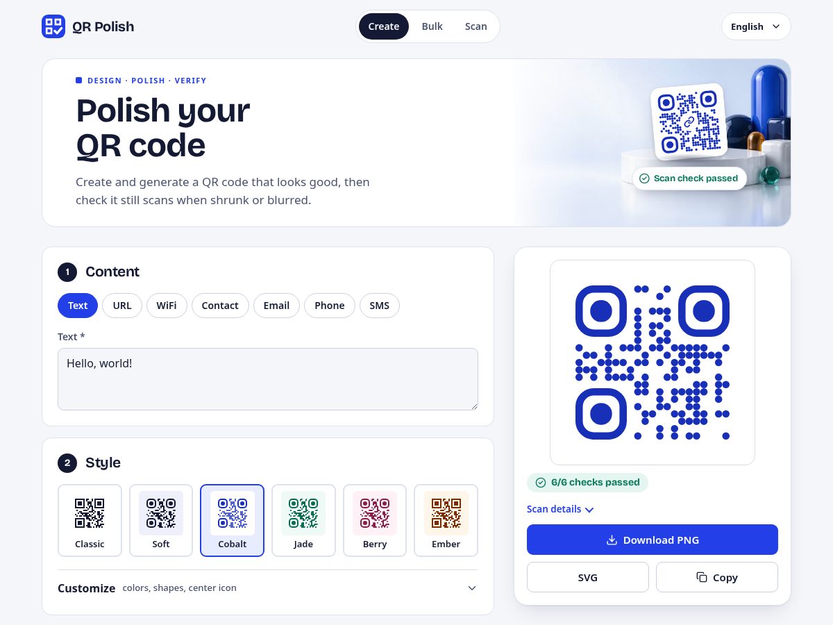 Landing-page snapshot of qrpolish.com
