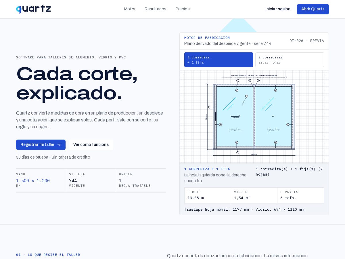 Landing-page snapshot of quartz-erp.online