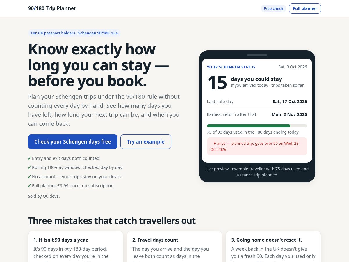 Landing-page snapshot of quidova.com
