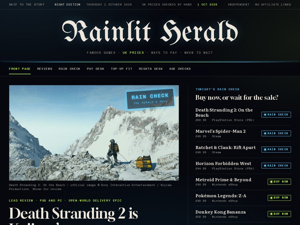 Landing-page snapshot of rainlitherald.com