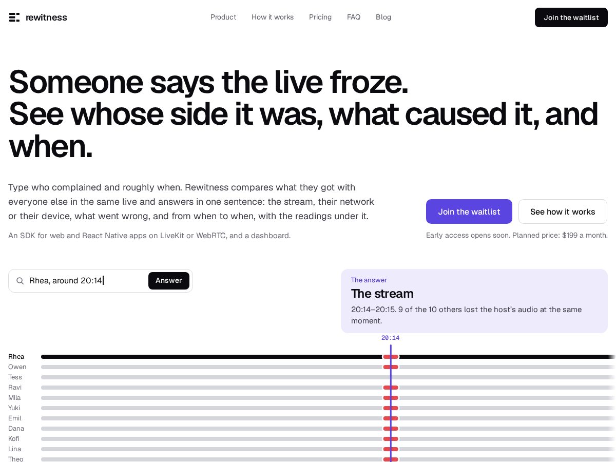 Landing-page snapshot of rewitness.dev
