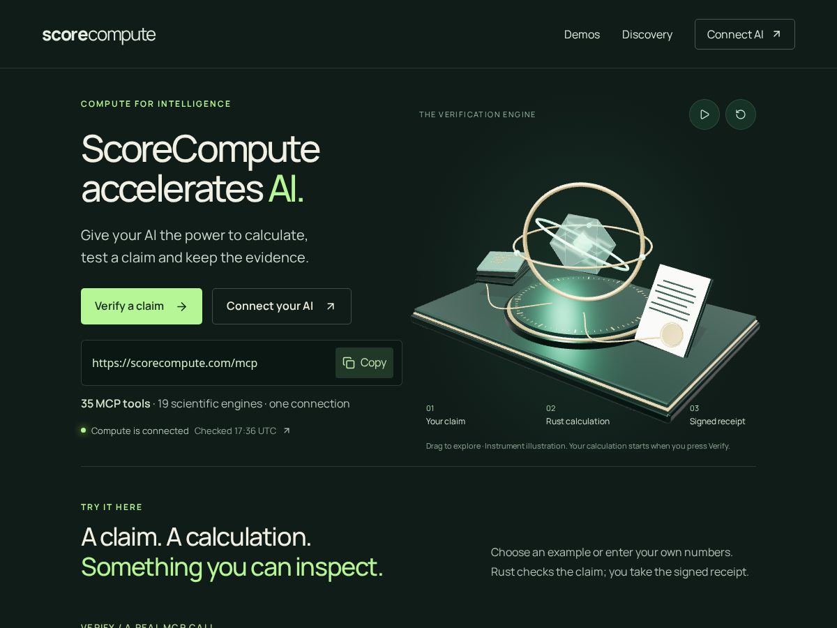 Landing-page snapshot of scorecompute.com