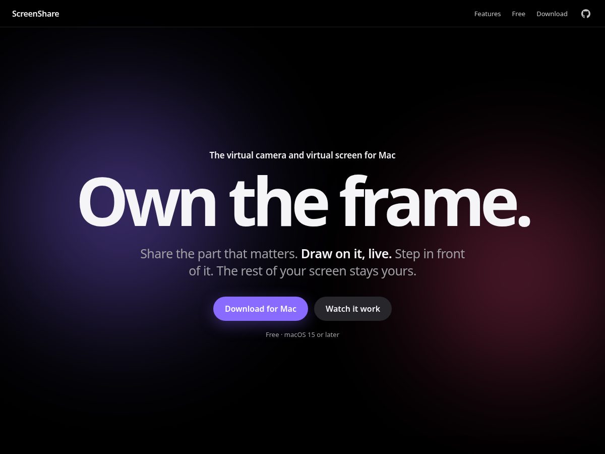 Landing-page snapshot of screenshare.cam