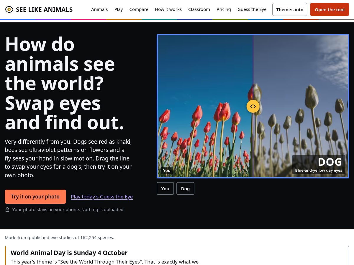 Landing-page snapshot of seelikeanimals.com