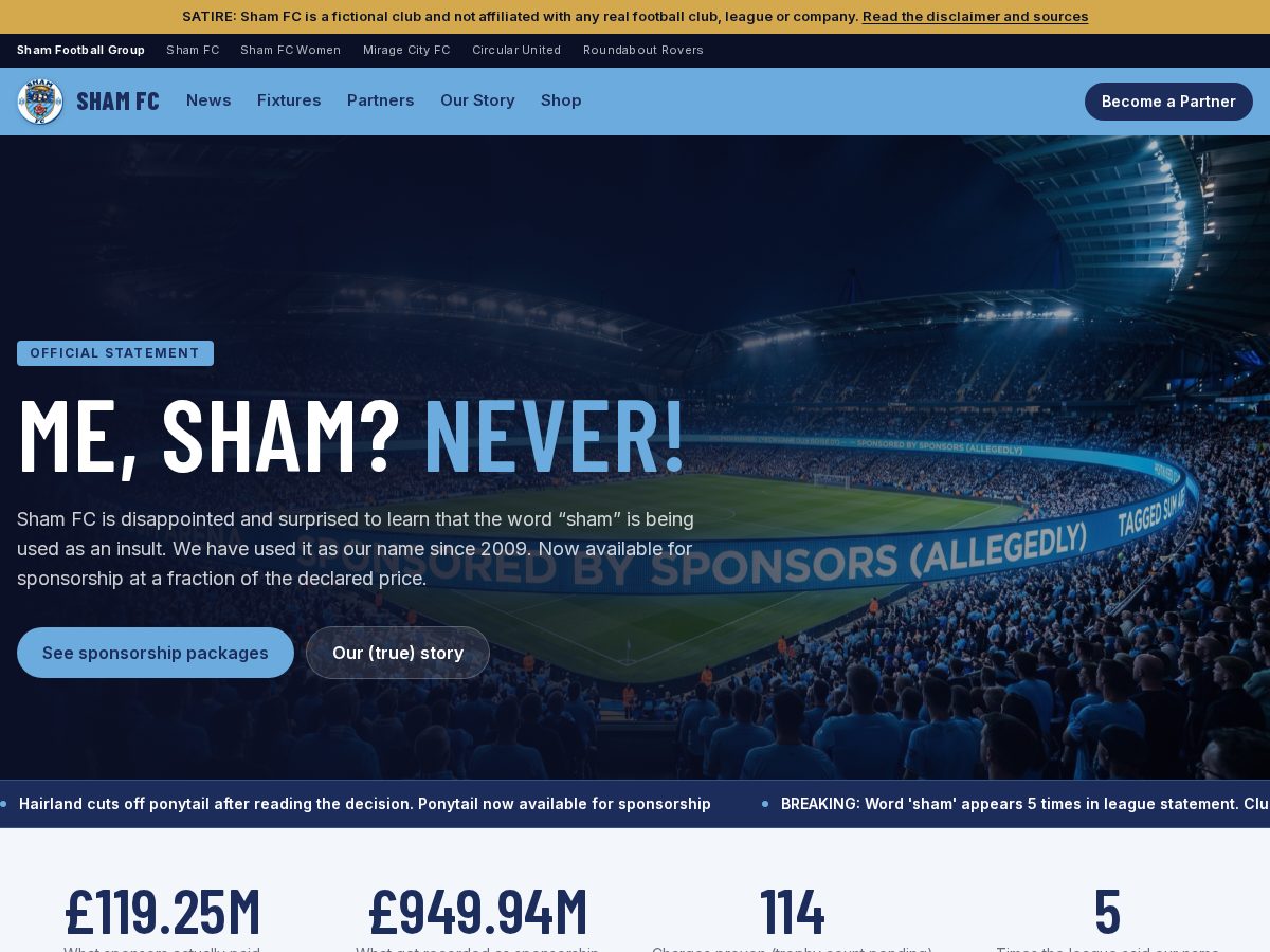 Landing-page snapshot of shamfc.com