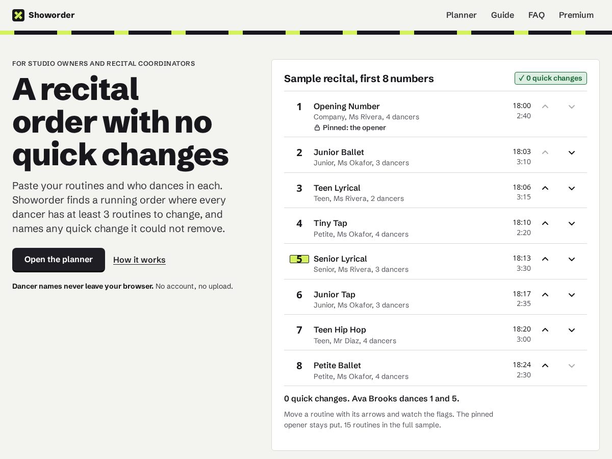 Landing-page snapshot of showorder.app