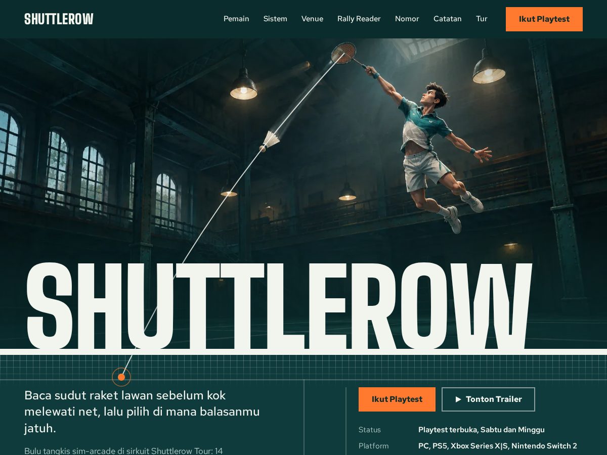 Landing-page snapshot of shuttlerow.com