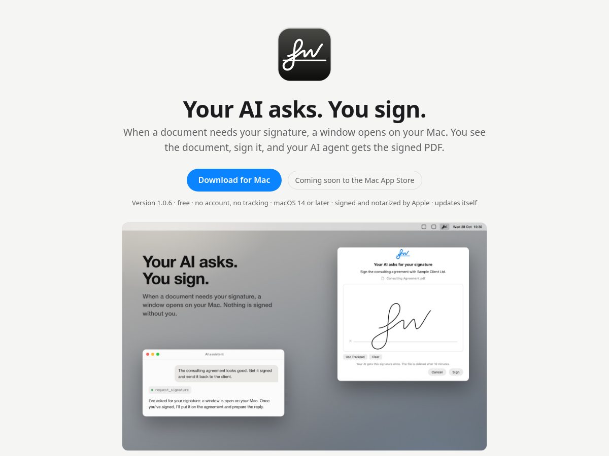 Landing-page snapshot of signaturemcp.com