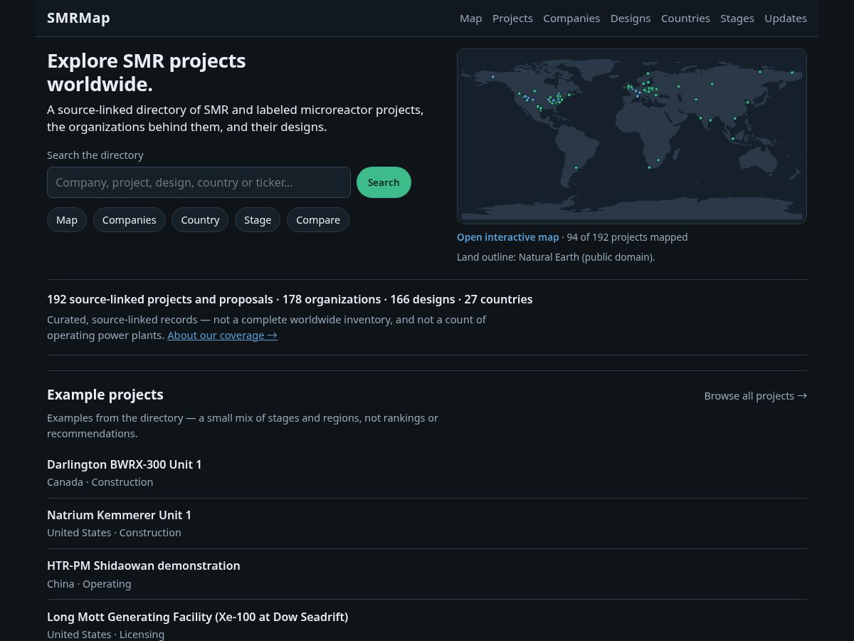 Landing-page snapshot of smrmap.com