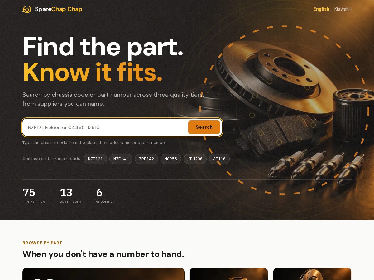 Landing-page snapshot of sparechap.tech