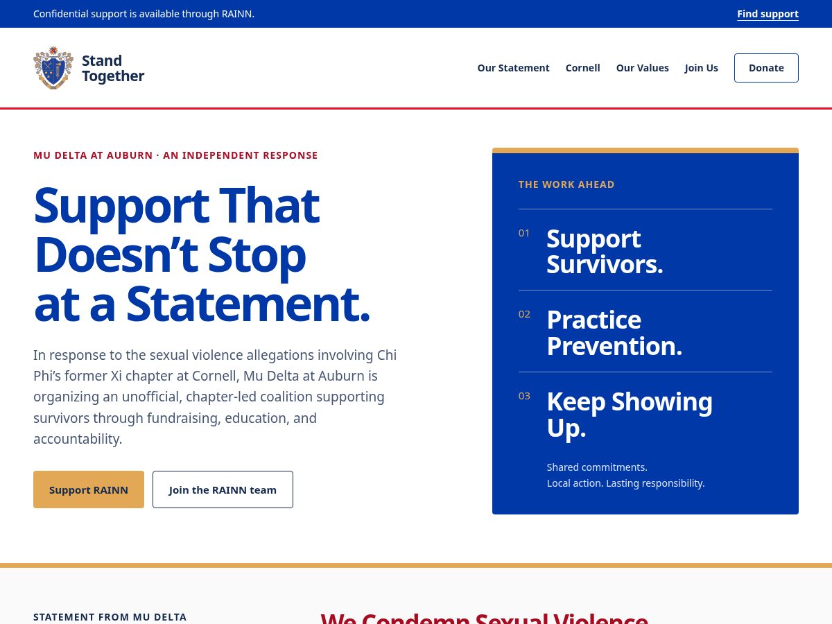 Landing-page snapshot of standtogetherchiphi.org