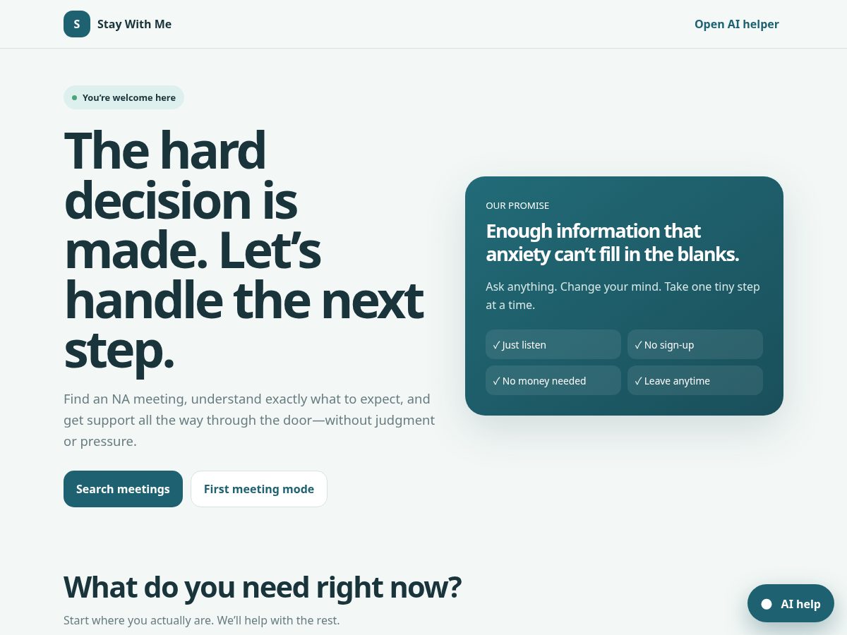 Landing-page snapshot of staywithmena.org
