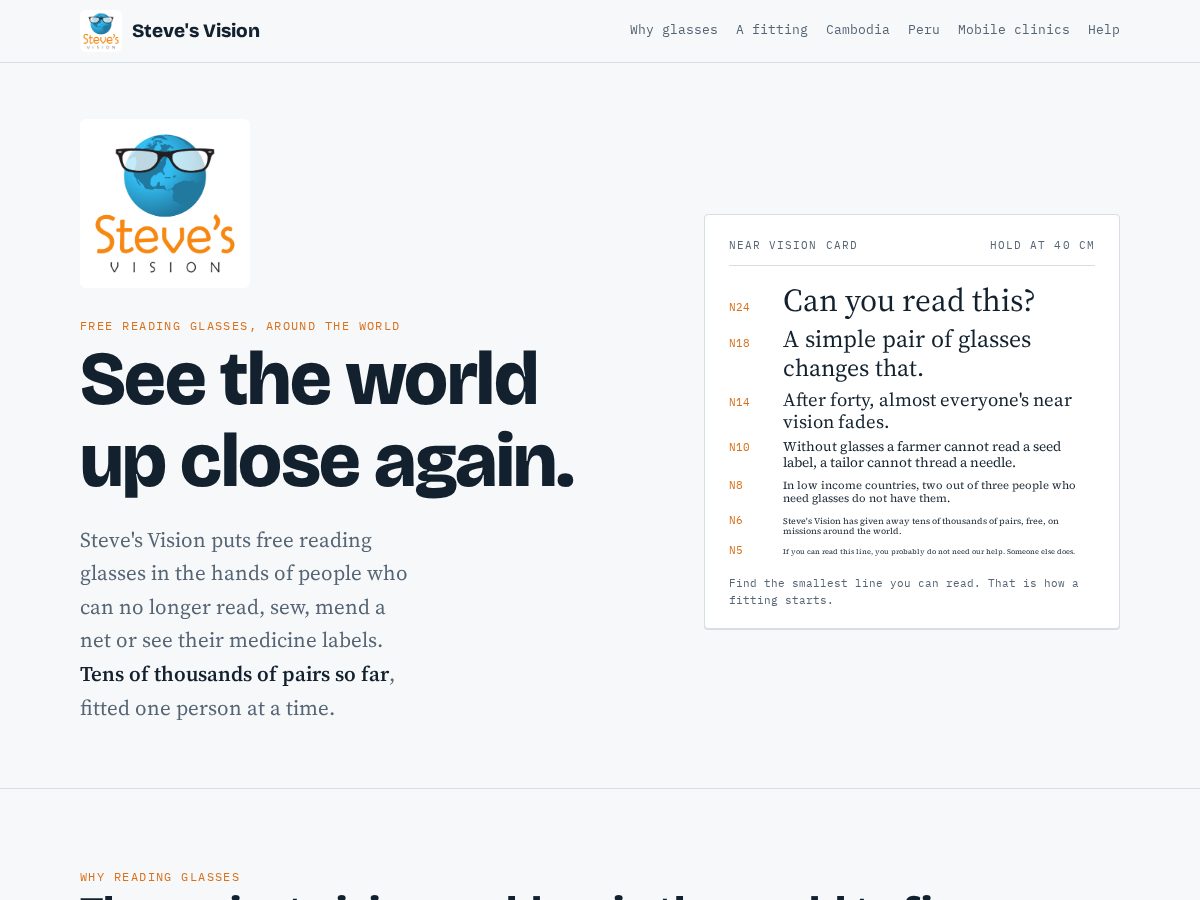 Landing-page snapshot of stevesvision.org