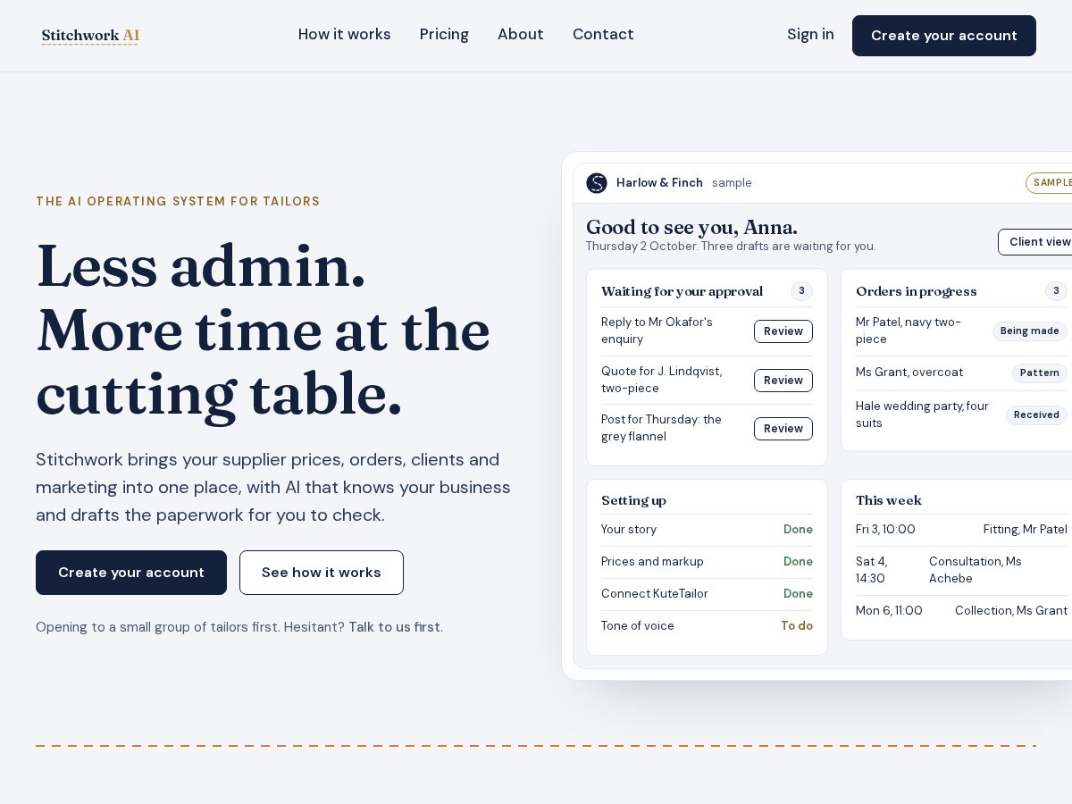 Landing-page snapshot of stitchworkai.com