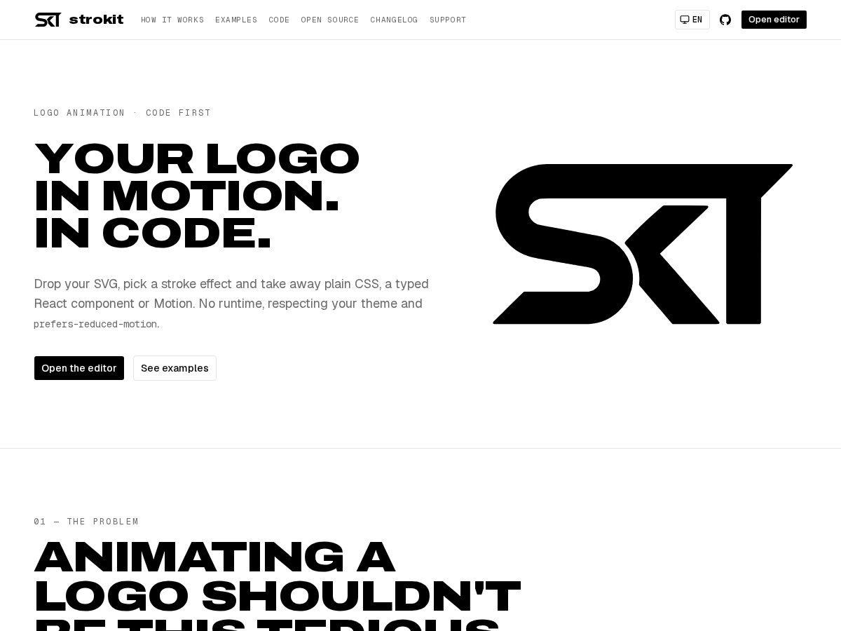 Landing-page snapshot of strokit.dev