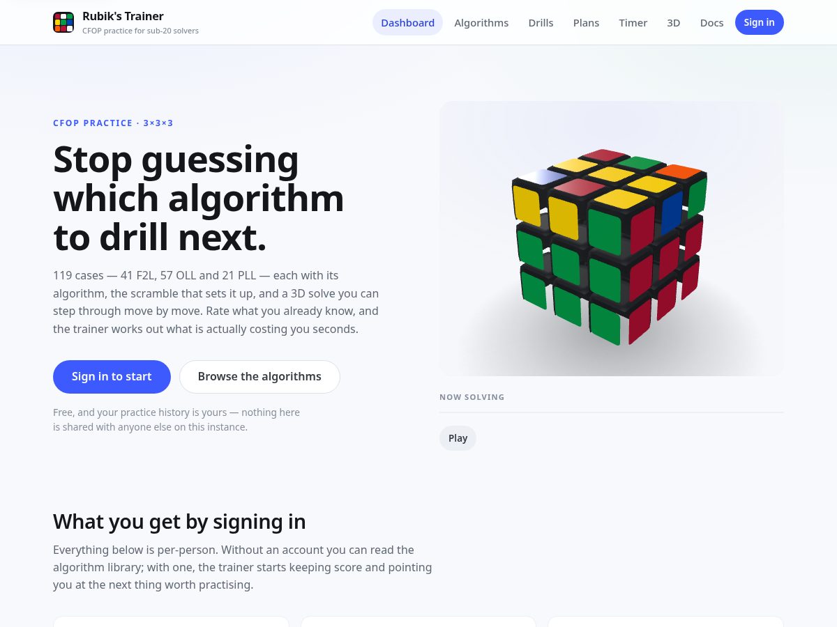 Landing-page snapshot of sub20cuber.com