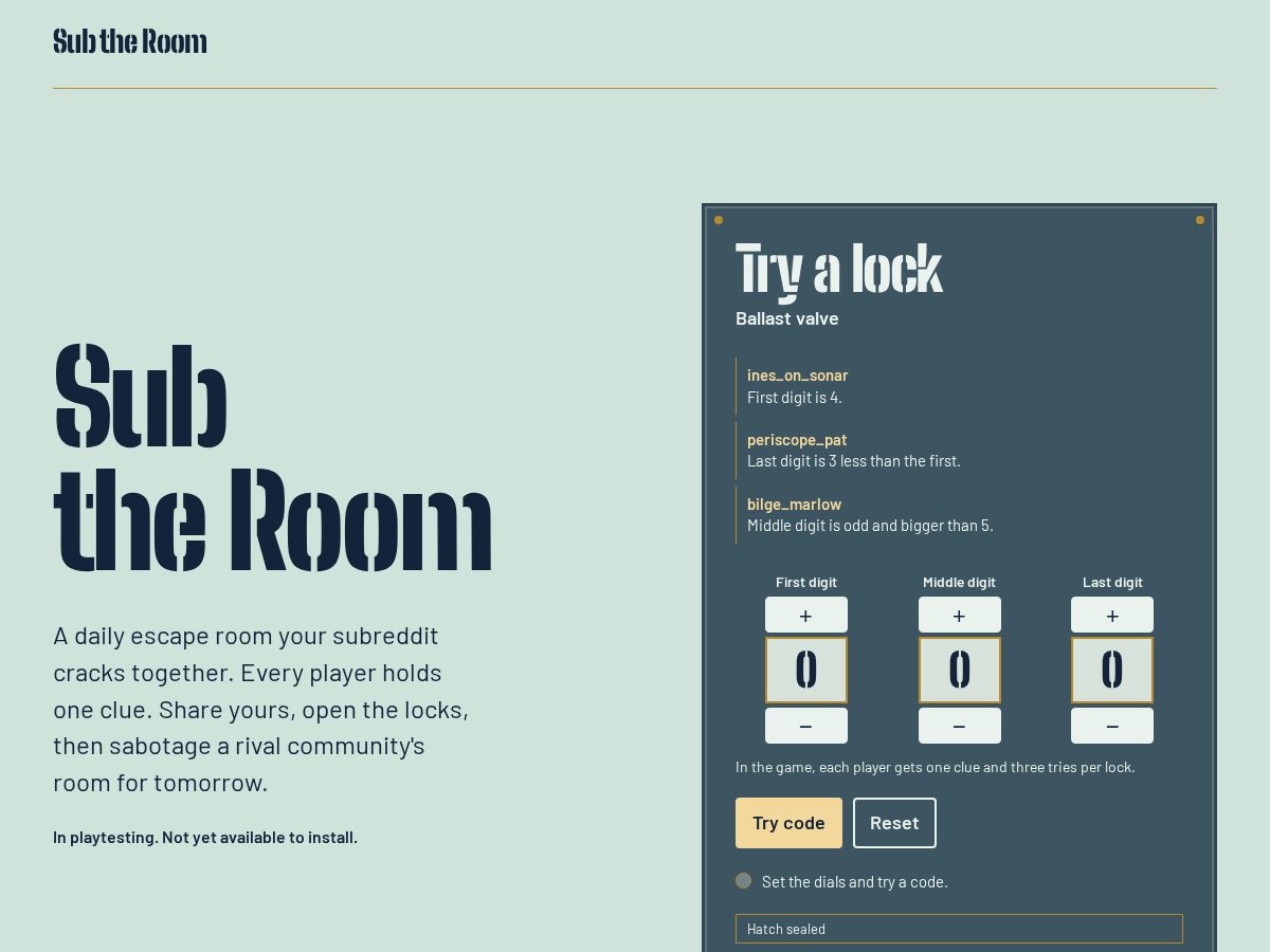 Landing-page snapshot of subtheroom.com