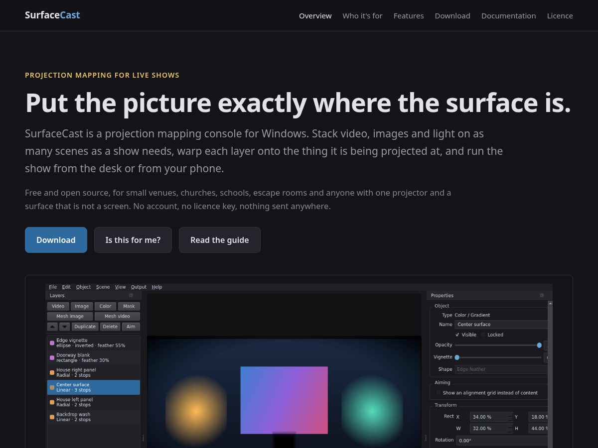 Landing-page snapshot of surfacecast.app