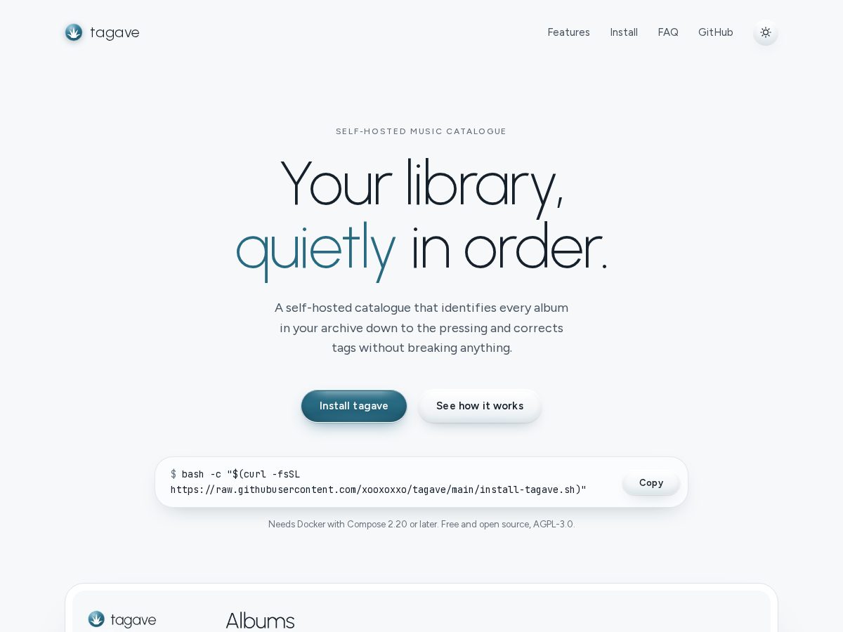 Landing-page snapshot of tagave.app