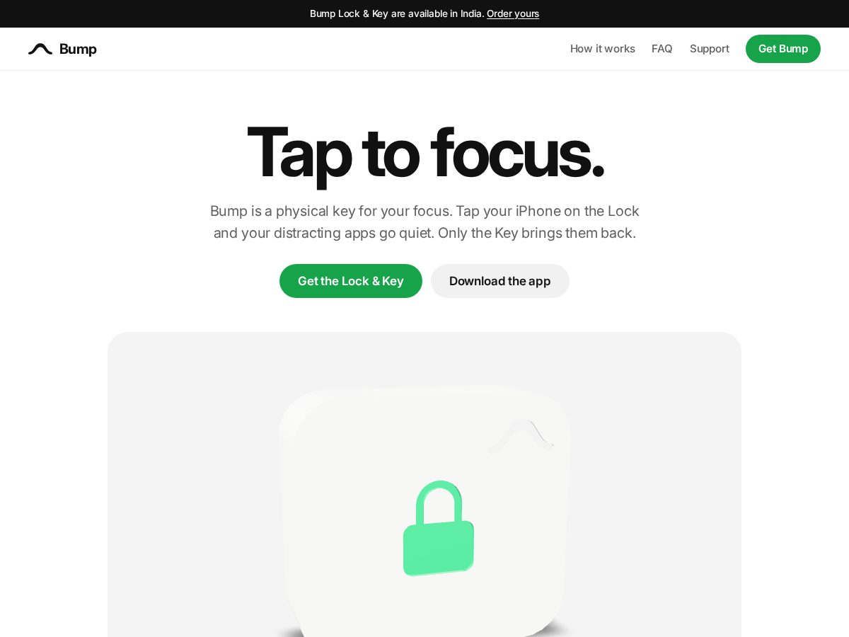 Landing-page snapshot of tapbump.com