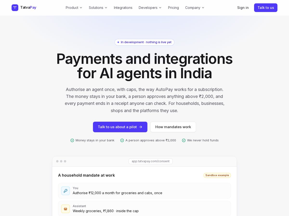Landing-page snapshot of tatvapay.com