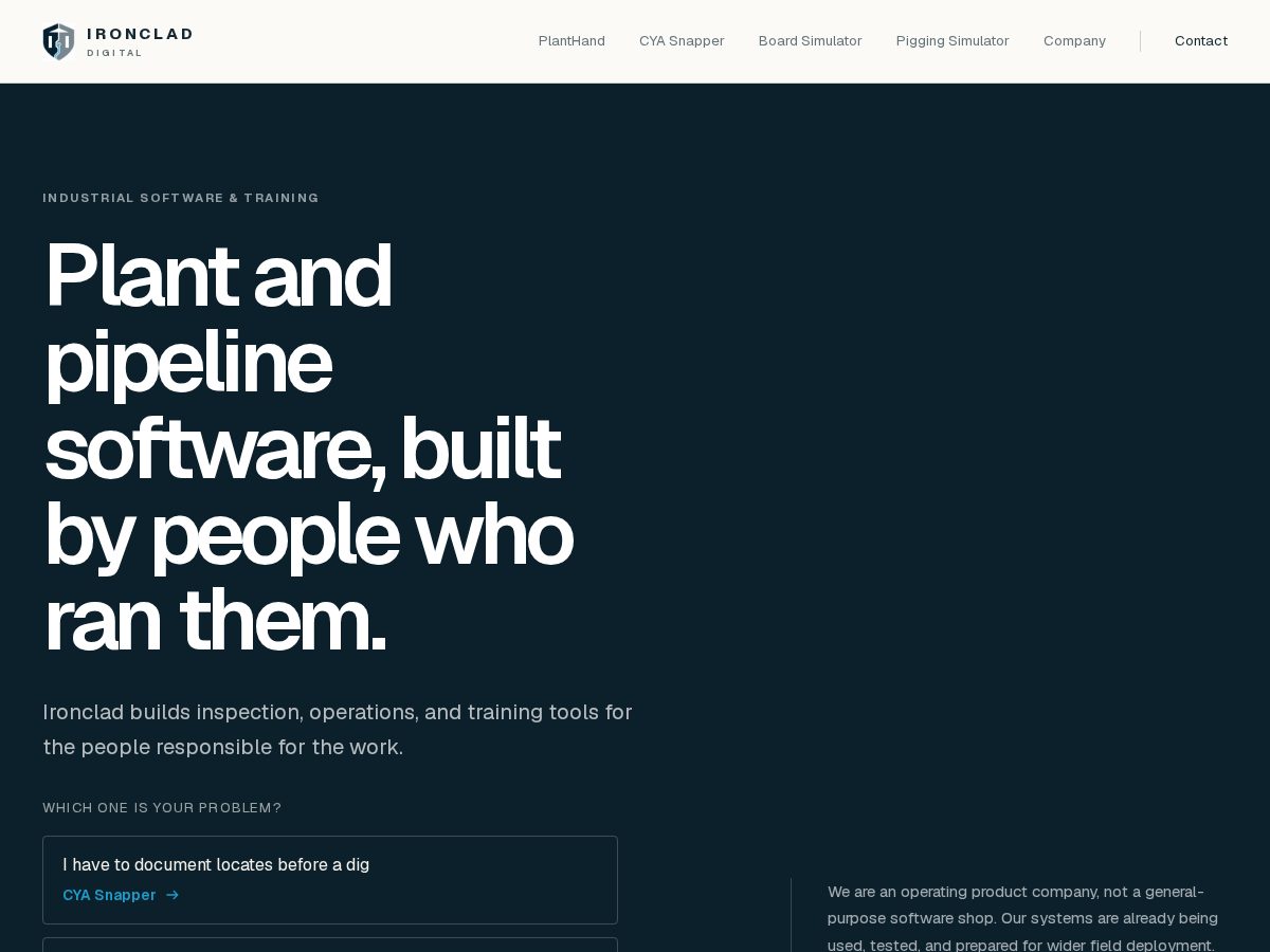 Landing-page snapshot of teamironcladintegrity.com