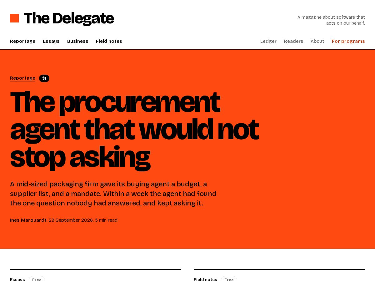 Landing-page snapshot of thedelegate.tech