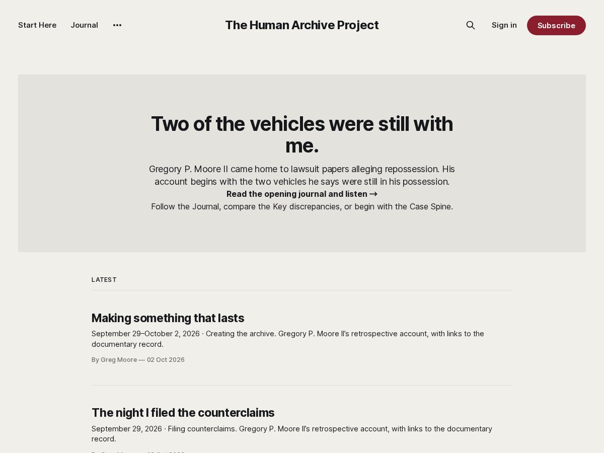 Landing-page snapshot of thehumanarchiveproject.org