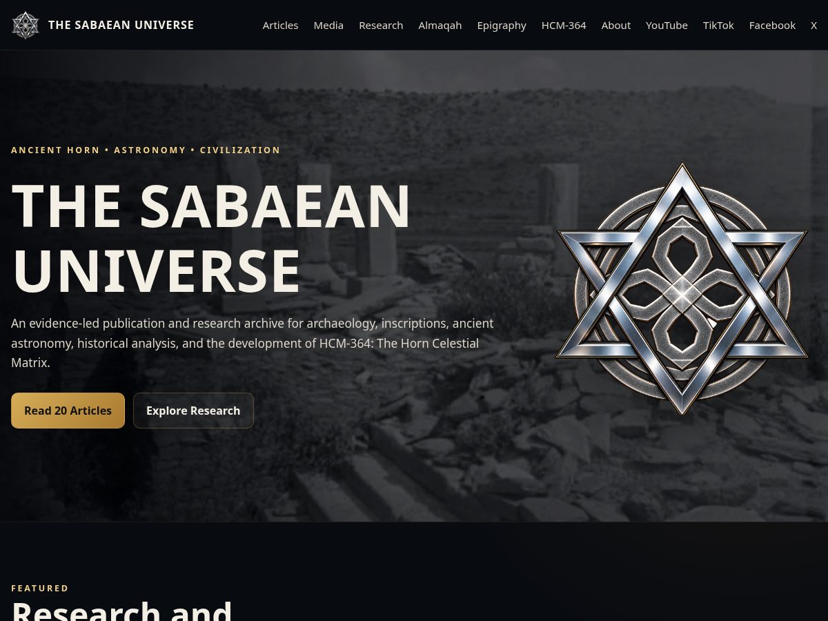 Landing-page snapshot of thesabaeanuniverse.com