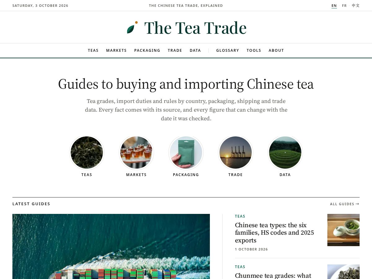 Landing-page snapshot of theteatrade.com