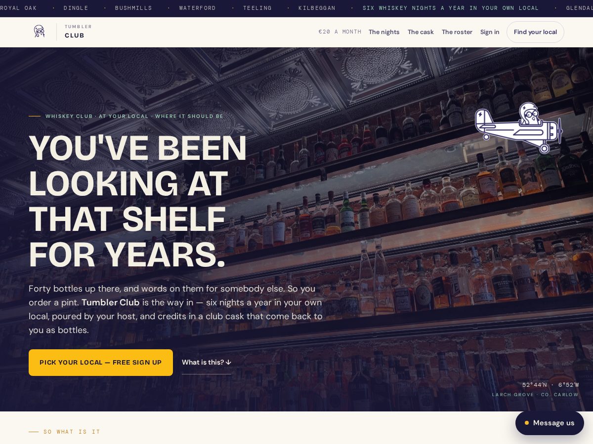 Landing-page snapshot of thetumblerclub.com