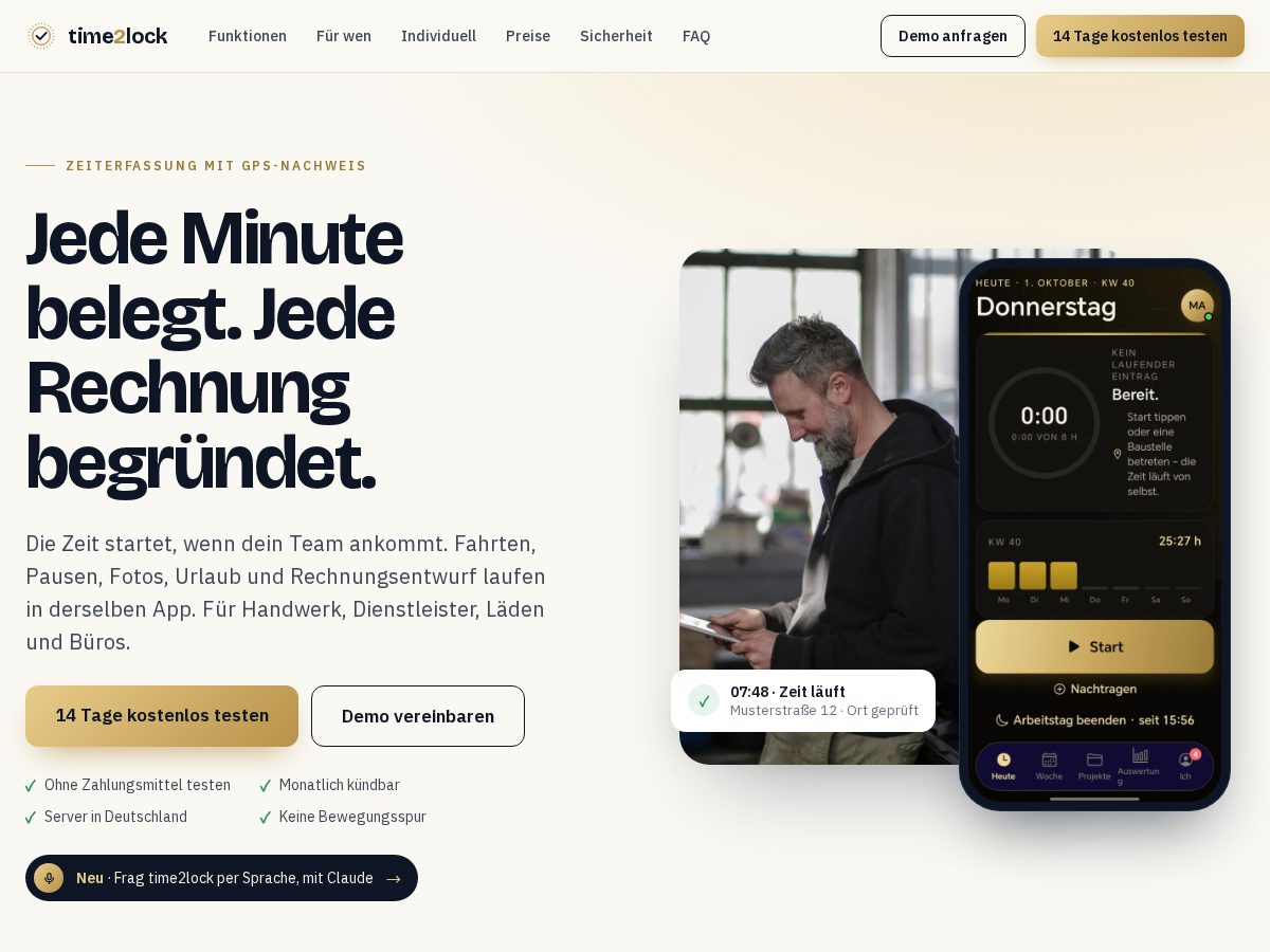 Landing-page snapshot of time2lock.com