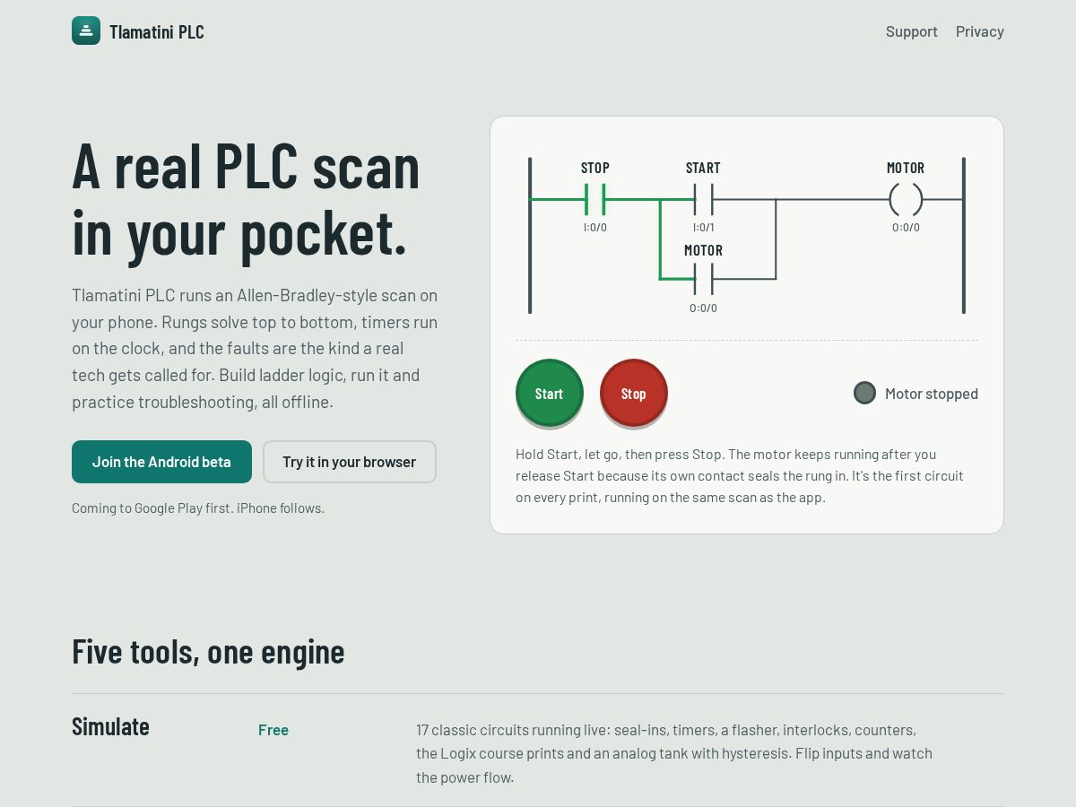 Landing-page snapshot of tlamatini.app