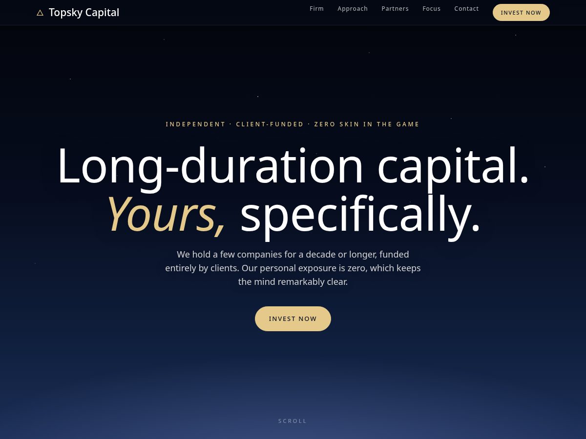 Landing-page snapshot of topskycapital.com