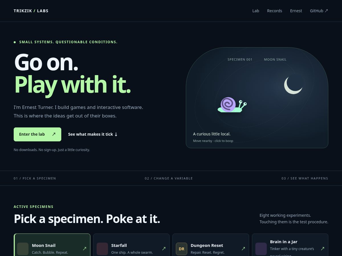 Landing-page snapshot of trikzik.com