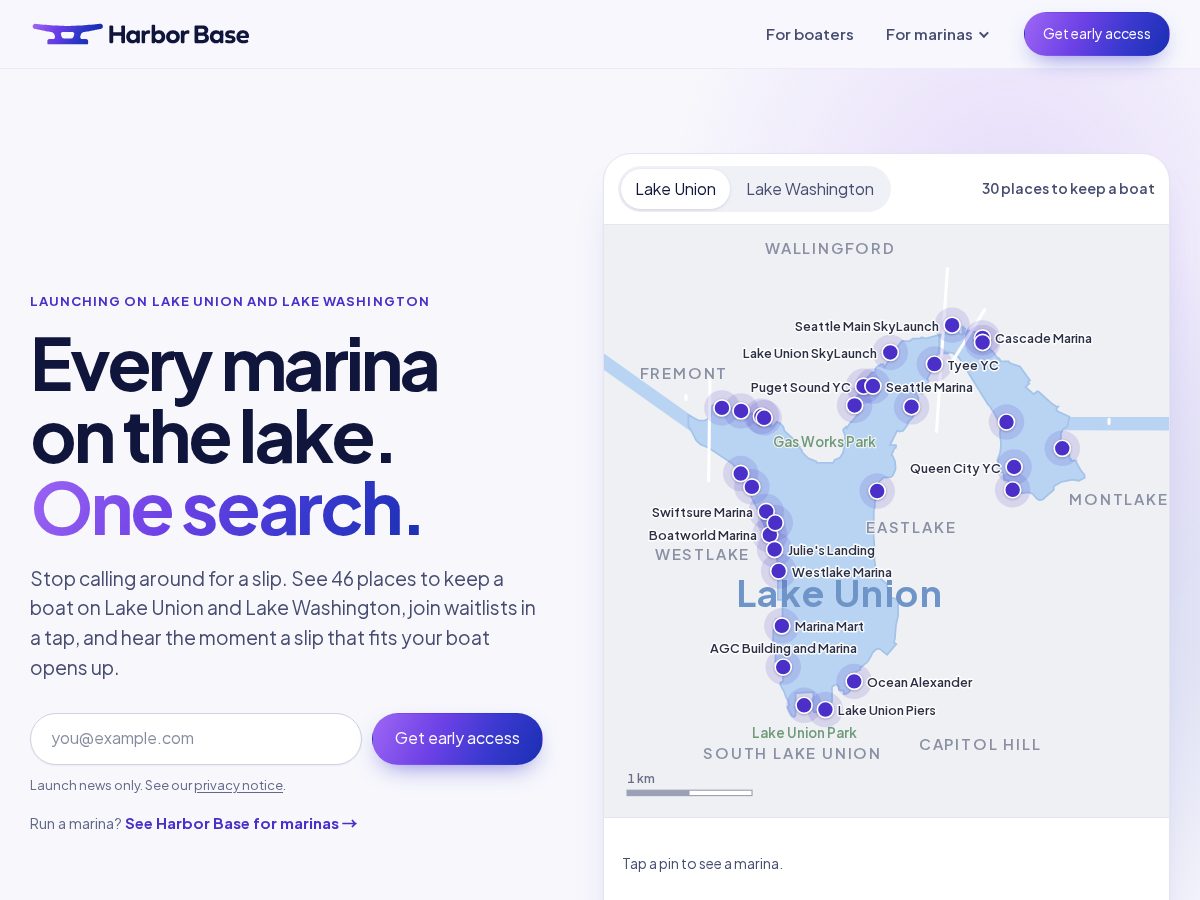 Landing-page snapshot of tryharborbase.com