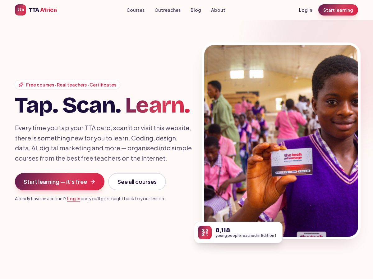 Landing-page snapshot of ttaafrica.com