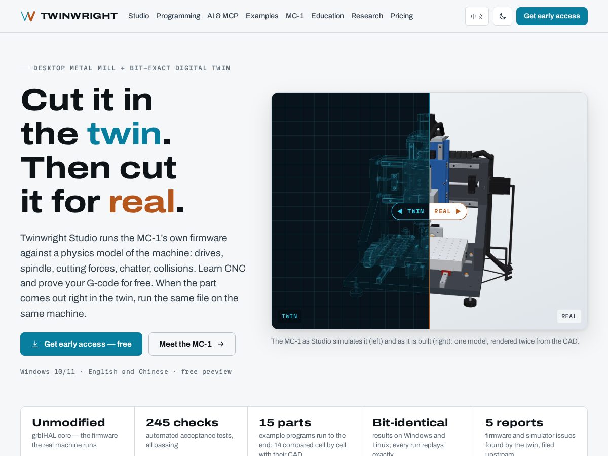 Landing-page snapshot of twinwright.com