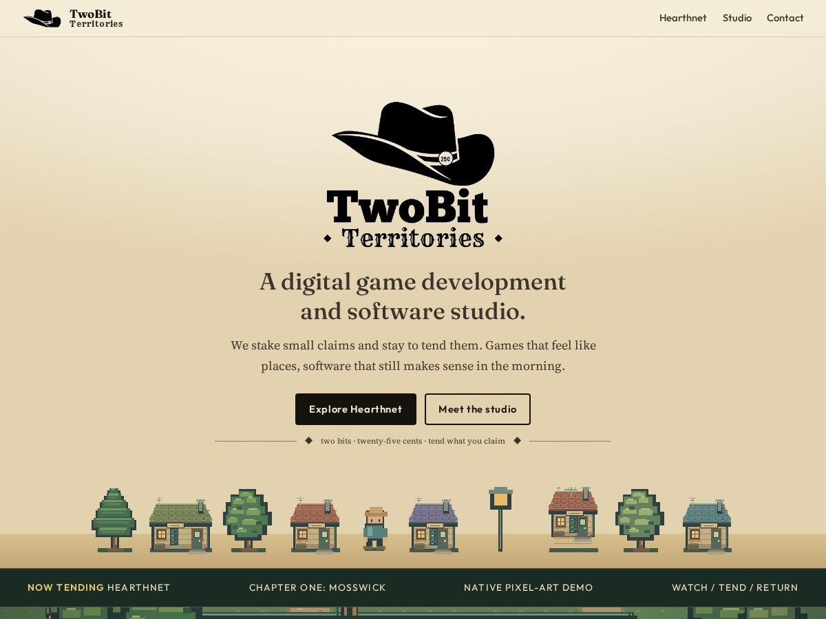 Landing-page snapshot of twobitterritories.com