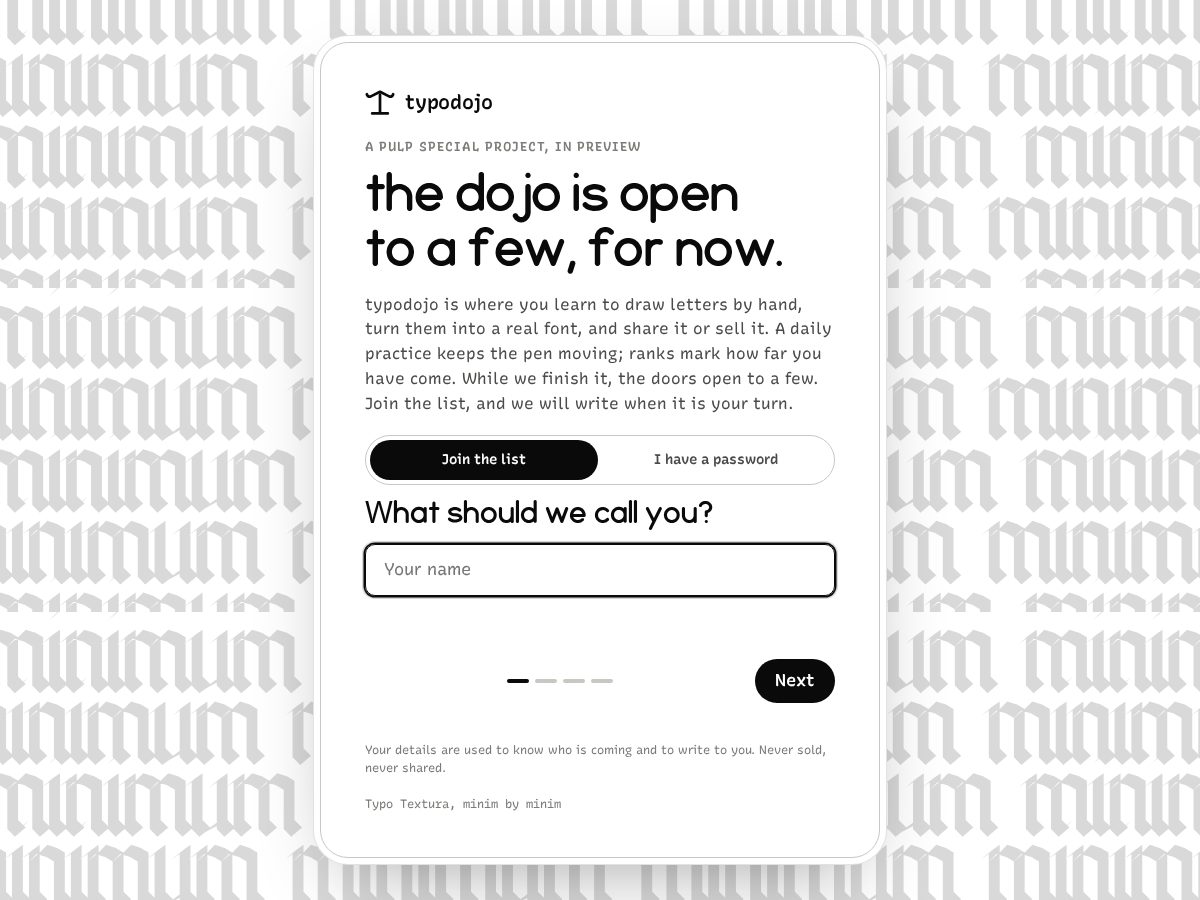 Landing-page snapshot of typodojo.com