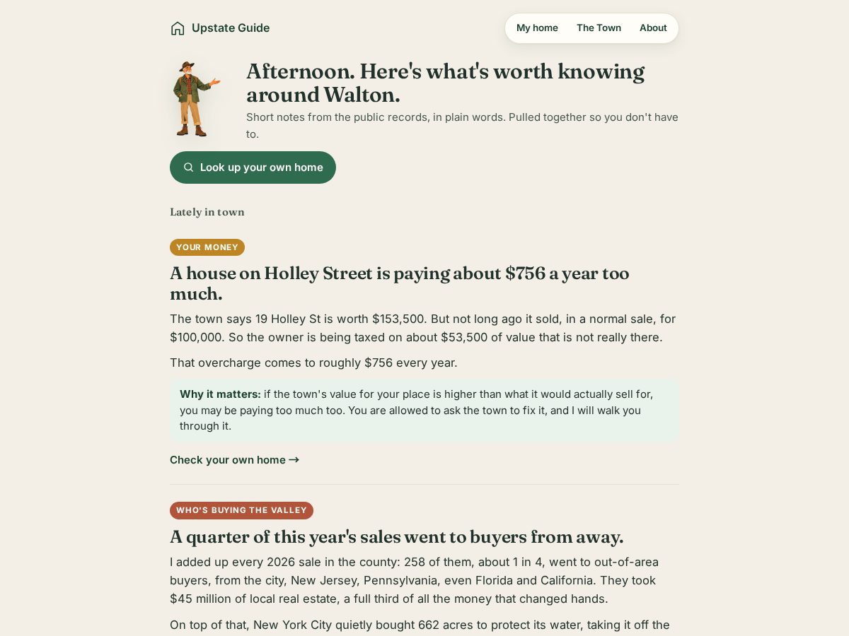 Landing-page snapshot of upstate.guide