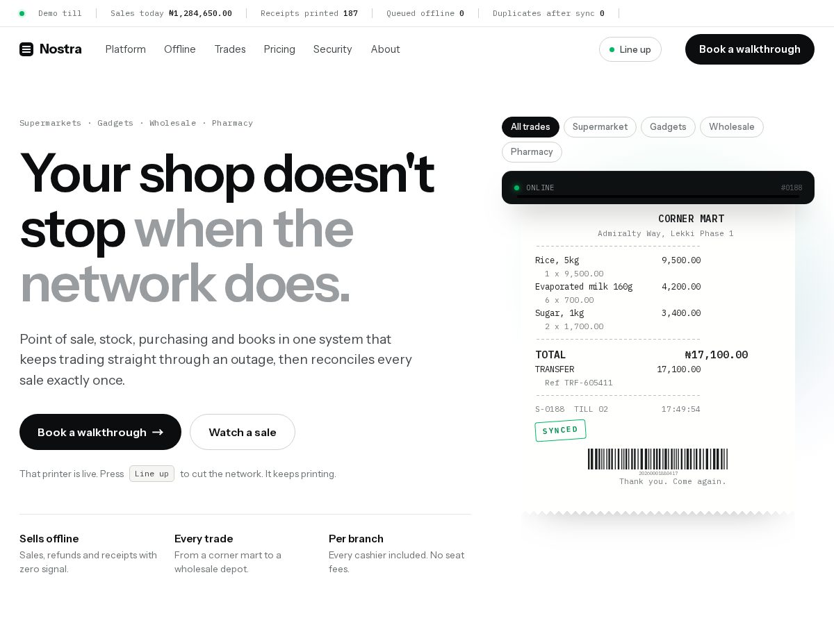 Landing-page snapshot of usenostra.com