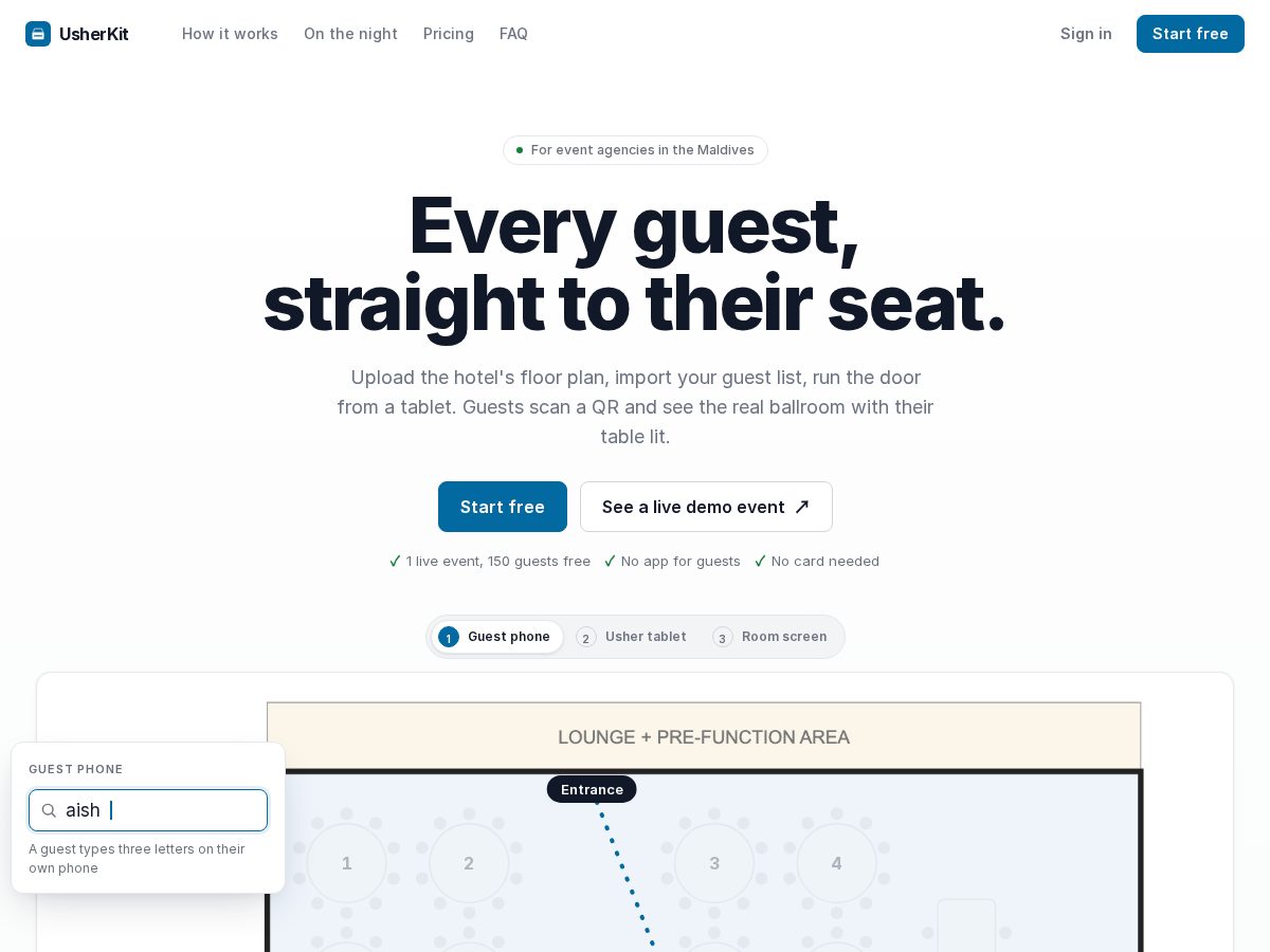 Landing-page snapshot of usherkit.com
