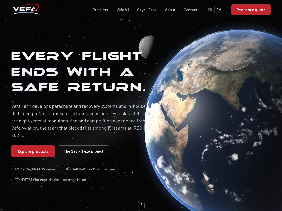 Landing-page snapshot of vefatech.com