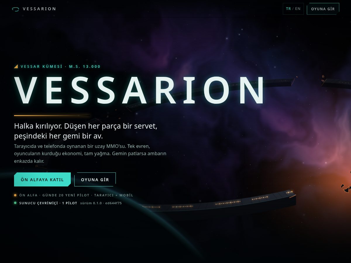Landing-page snapshot of vessarion.com