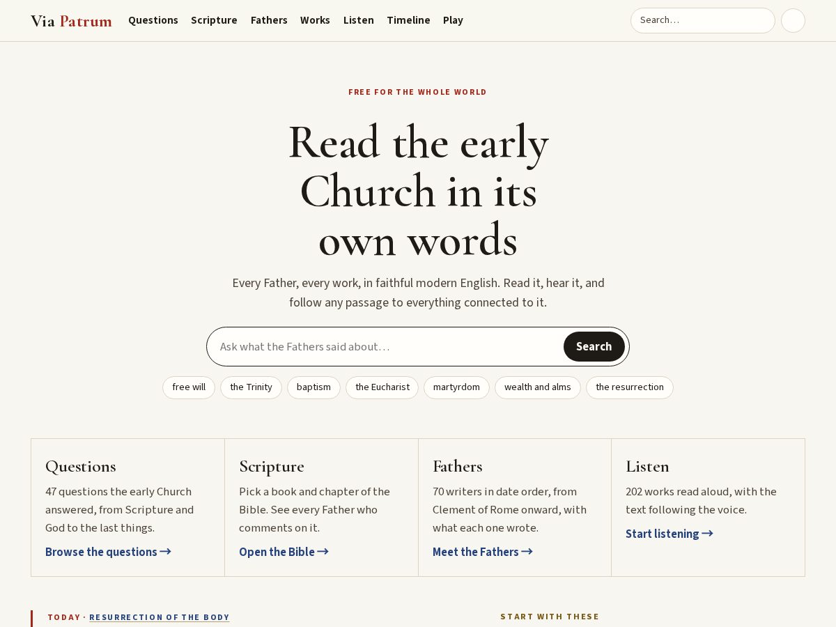 Landing-page snapshot of viapatrum.org