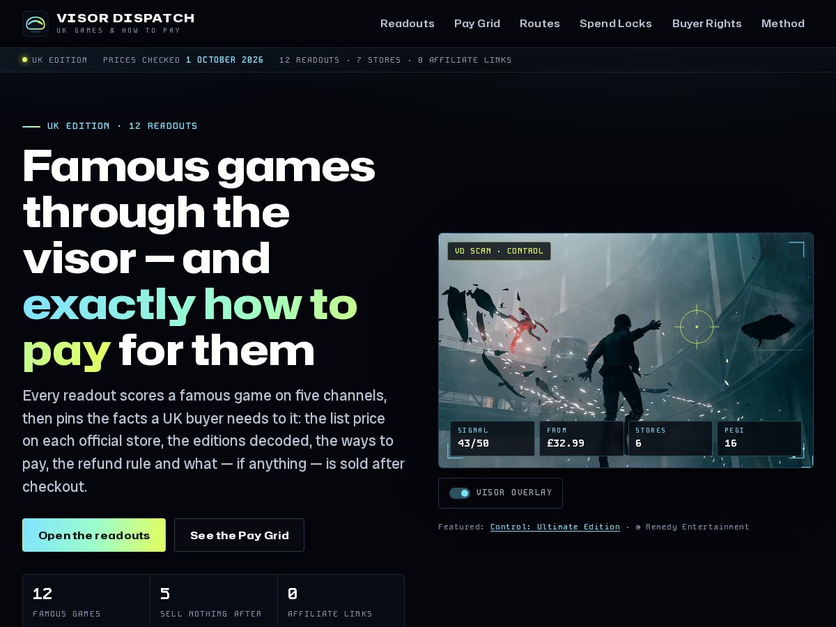 Landing-page snapshot of visordispatch.com