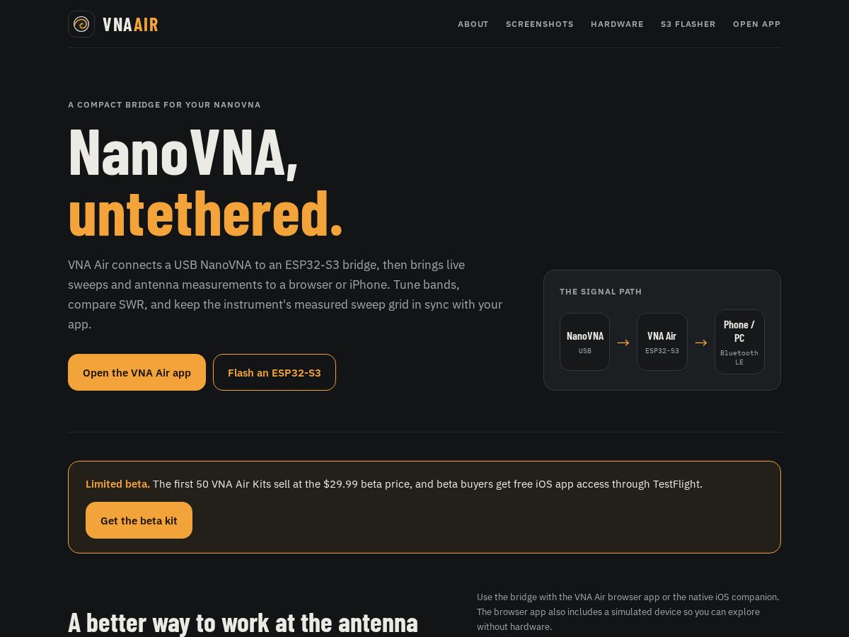 Landing-page snapshot of vnaair.com